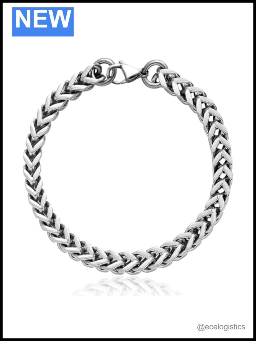 Pure Titanium Link Bracelet Men 7mm Square Keel Skin Friendly 9.05"